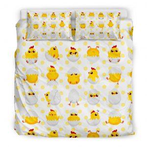 Baby Chickens and Eggs Pattern Bedding Set King