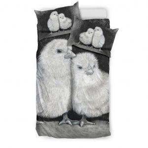 Black and White Pair of Chicks Bedding Set Twin