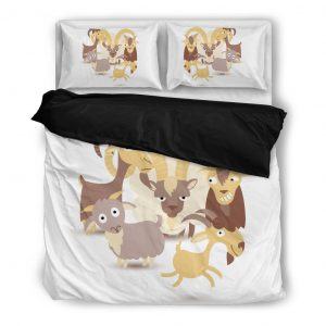 Cartoon We Are Goat Bedding Set Black