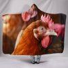 Chicken Rooster Head Printed Hooded Blanket
