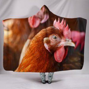 Chicken Rooster Head Printed Hooded Blanket