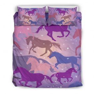 Colorful Horse Silhouette Bedding Set Queen