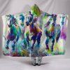 Colorful Painting Horses Hooded Blanket