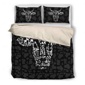 Cow Head Doodle Bedding Set white