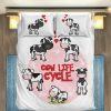 cute cow life cycle cartoon bedding set
