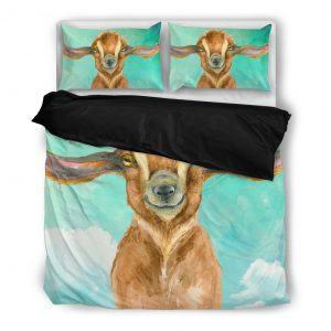 Cute Drawing Baby Goat Bedding Set Black