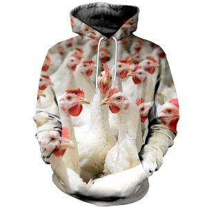 Flock of White Chickens 3D Hoodie