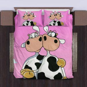 funny cute couple of cows bedding set