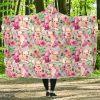 Hand Drawing Pig and Rose Pattern Hooded Blanket