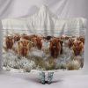 Herd of Highland Cattle Hooded Blanket