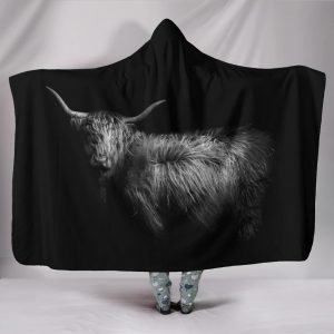 Highland Cattle Black Hooded Blanket
