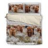 highland cattle squad bedding set white
