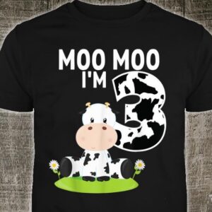 Moo I'm Three 3rd Birthday Cow Shirt Hoodie Sweater Tank Top