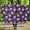 Pig Head and Biden Flowers Pattern Hooded Blanket