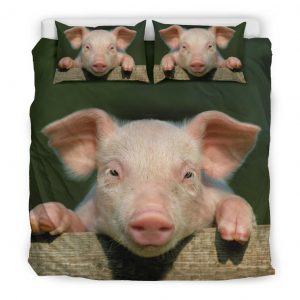 Realistic Pink Pig Face Bedding Set King