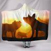 Three Pigs in Sunset Hooded Blanket