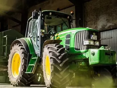 green tractor up close