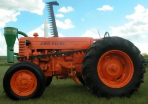 John Deere orange tractor
